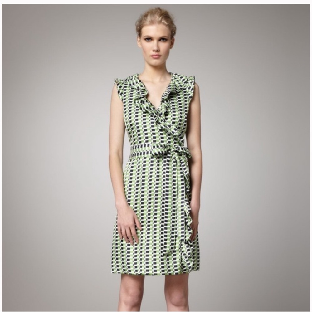 NWT Kate Spade Aubrey Wrap Silk Ruffle dress Sz 10